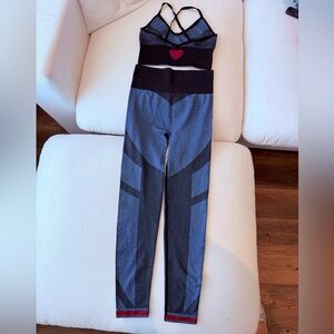 Stylish Black and Blue Women's Yoga Wear.